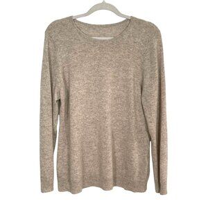 100% Cashmere Oatmeal Pullover Long Sleeve Crew Neck Neutral Sweater XL